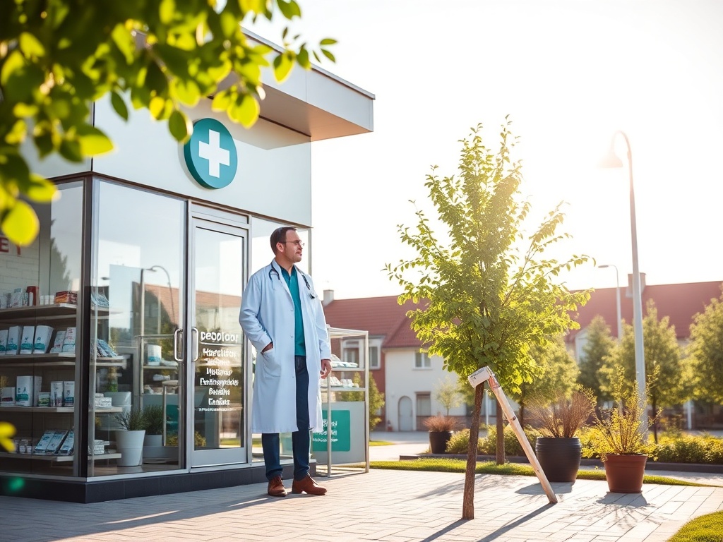 Mapa Rzeszowa z ikonami placówek medycznych, symbolizująca kolejki do specjalistów w Rzeszowie.