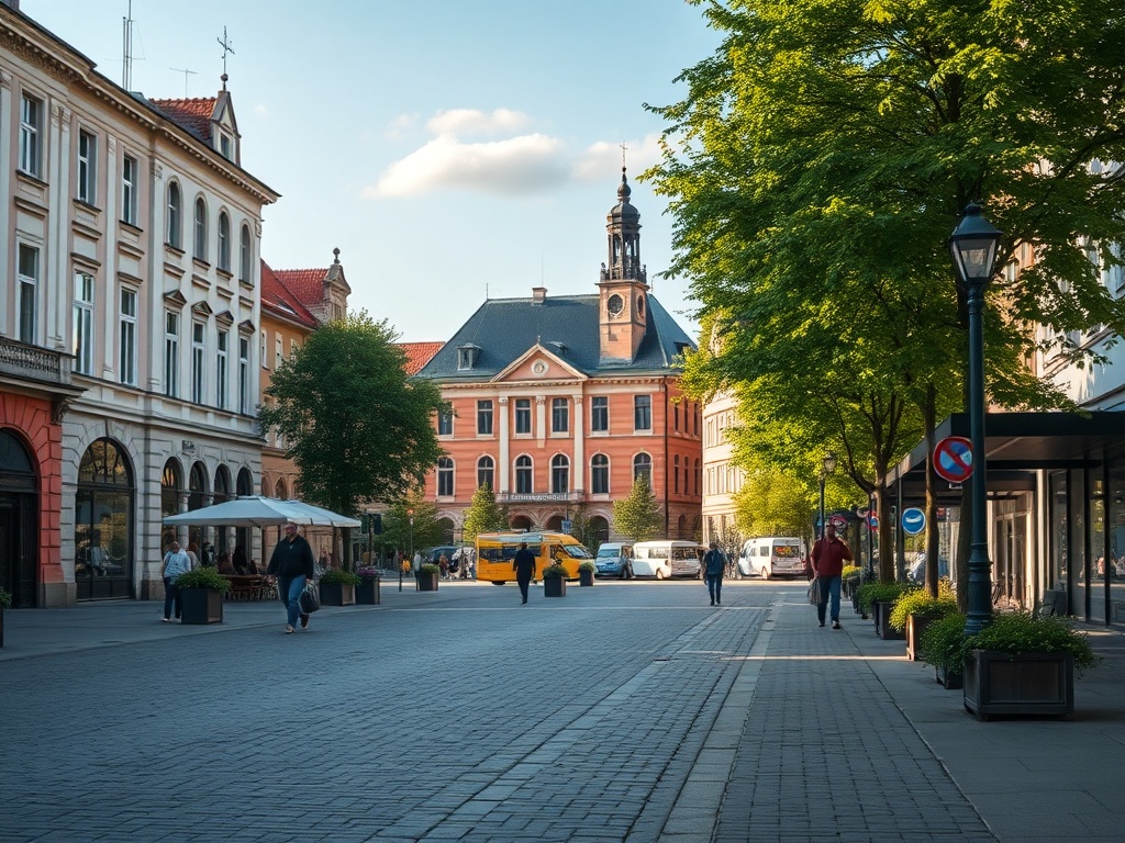 Flaga Polski na tle budynku w Rzeszowie podczas obchodów narodowego święta